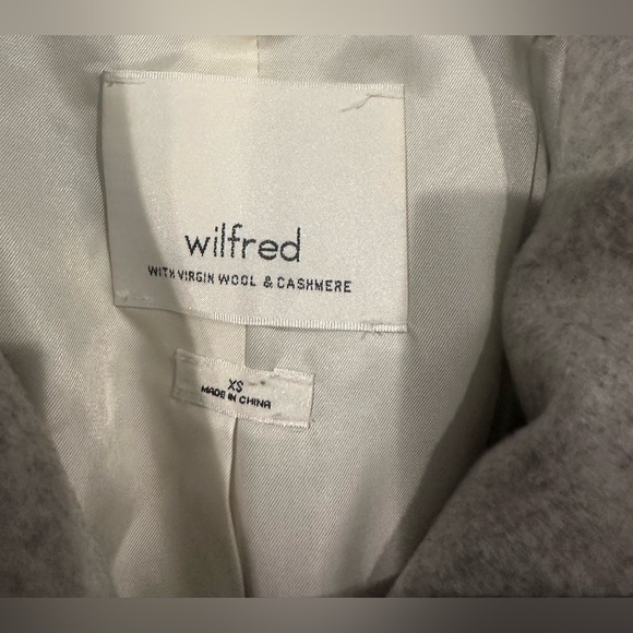 WILFRED Aritzia Cocoon Belted Coat Virgin Wool & Cashmere Gray size XS - Picture 4 of 4